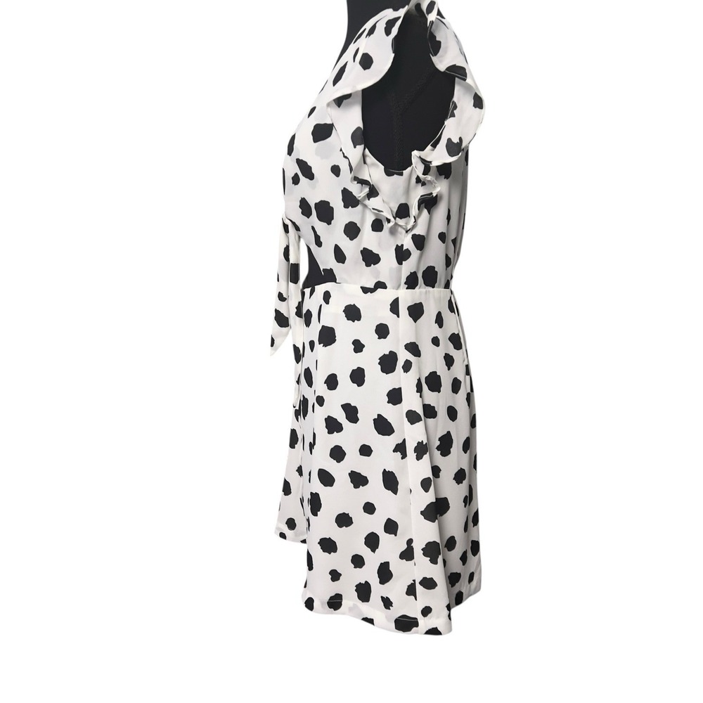 Buddy Love Twiggy Dalmatian Dress Jr.'s Medium Chiffon Black White Cut Out Front - Picture 3 of 9